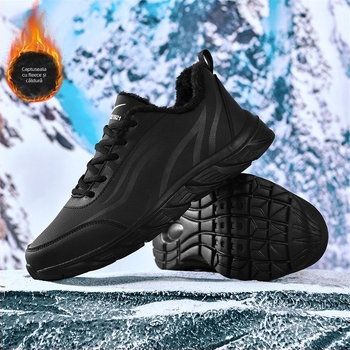 Pantofi sport casual pentru bărbați: partea superioară din microfibră, impermeabili, talpă din cauciuc, închidere cu șiret, branț PU