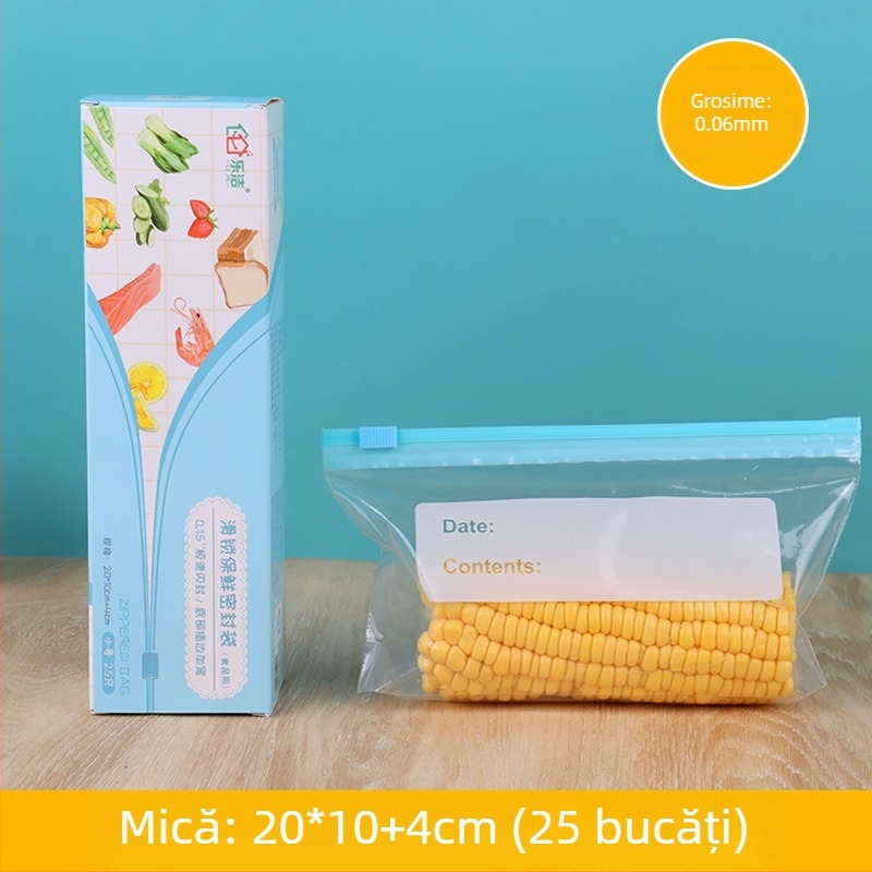 Pungă de depozitare pentru congelator cu fermoar, din plastic alimentar, reutilizabilă, compatibilă cu cuptorul cu microunde, antibacteriană, rezistentă de la -60°C la 100°C