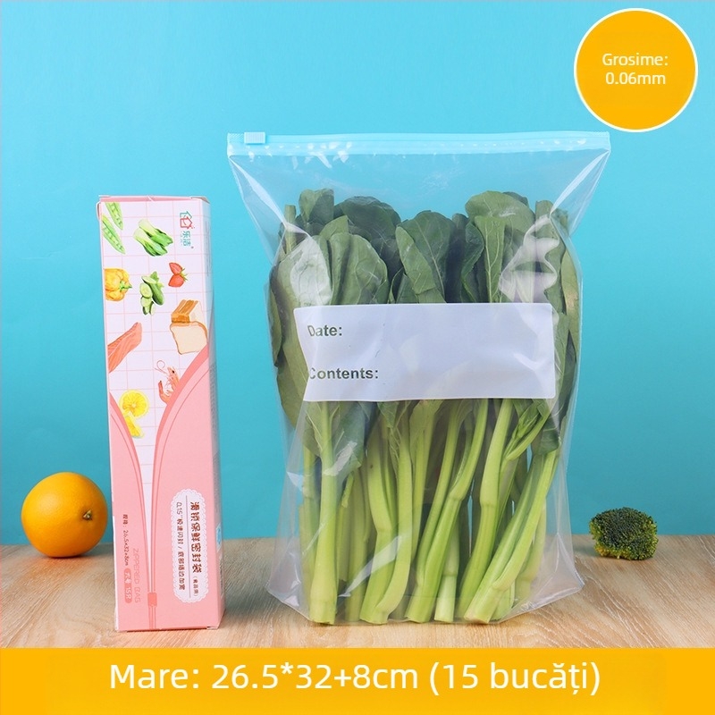 Pungă de depozitare pentru congelator cu fermoar, din plastic alimentar, reutilizabilă, compatibilă cu cuptorul cu microunde, antibacteriană, rezistentă de la -60°C la 100°C