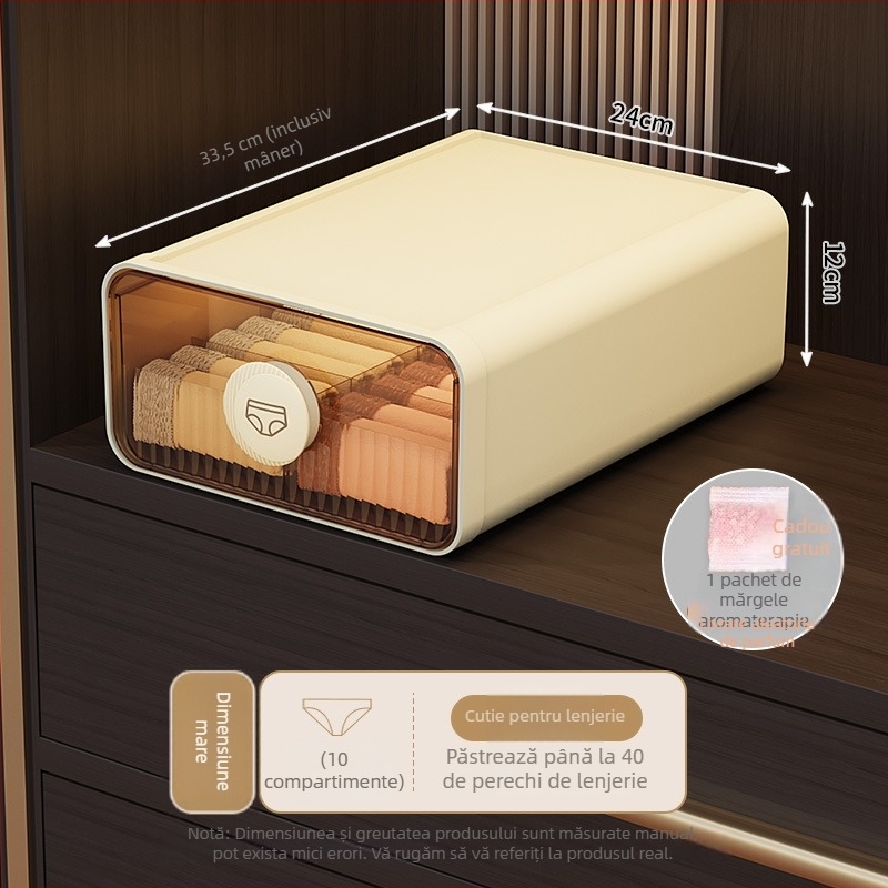 Cutie de depozitare pentru lenjerie, tip sertar, din plastic cu fibre de grâu, 18L, model 50303s, protecție împotriva insectelor