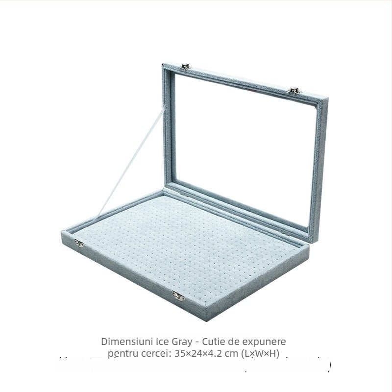 Tavă de depozitare a bijuteriilor pentru cercei, din lemn, cu 600 găuri, capac anti-praf