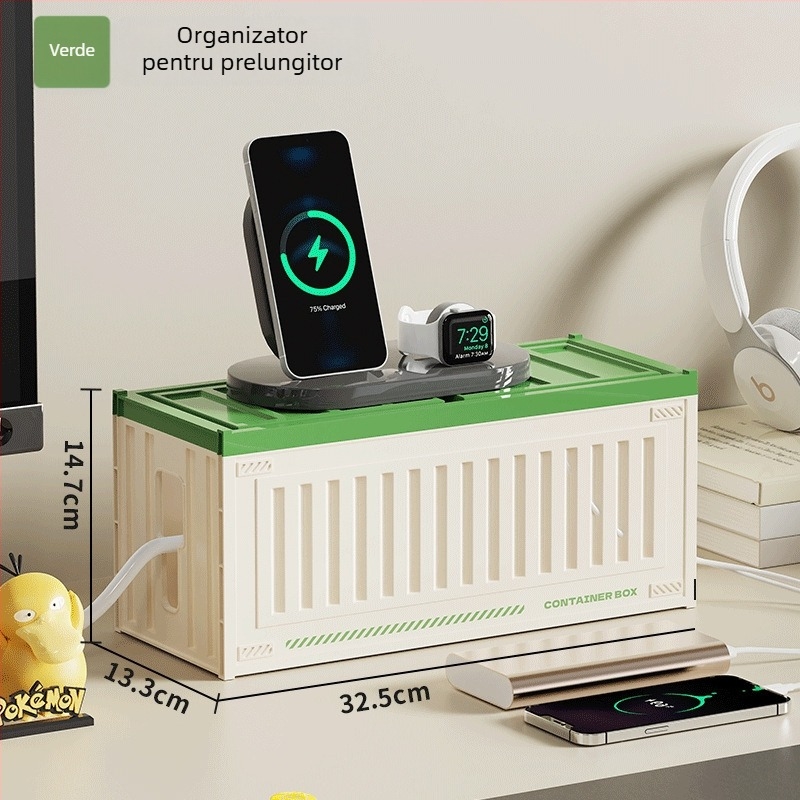 Cutie de organizare a cablurilor de birou cu compartimente - poate fi stivuită, cu capac, capacitate 2 L