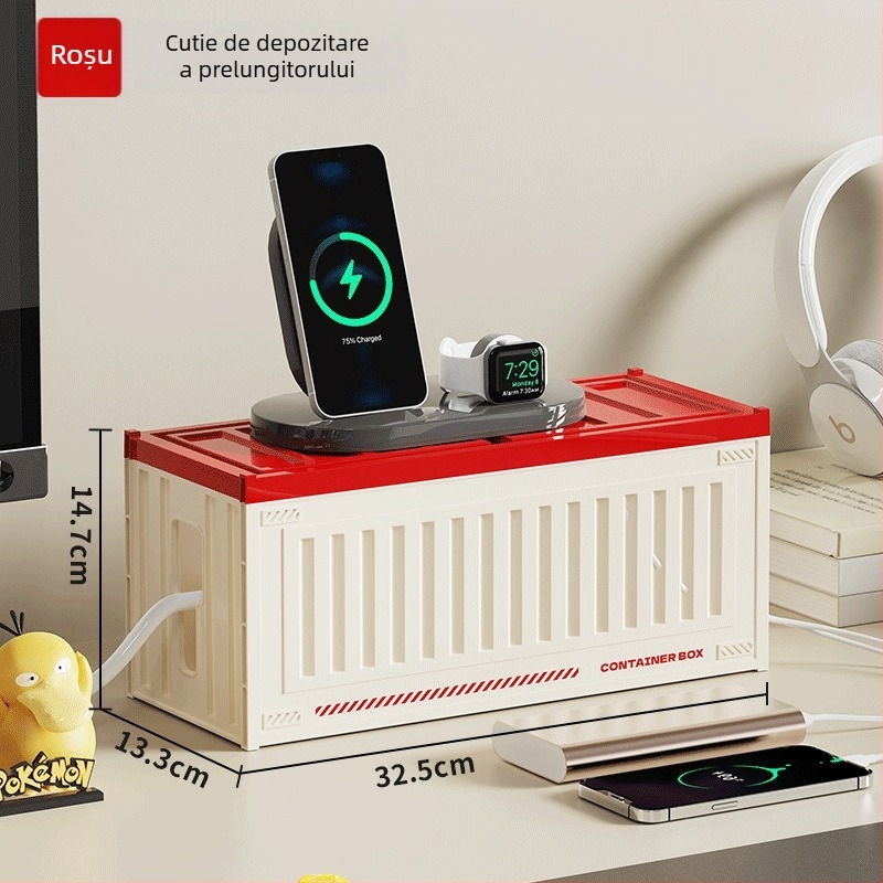 Cutie de organizare a cablurilor de birou cu compartimente - poate fi stivuită, cu capac, capacitate 2 L