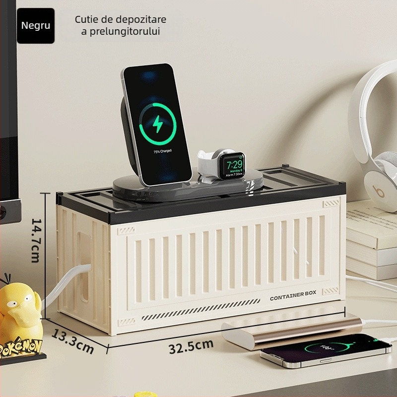 Cutie de organizare a cablurilor de birou cu compartimente - poate fi stivuită, cu capac, capacitate 2 L