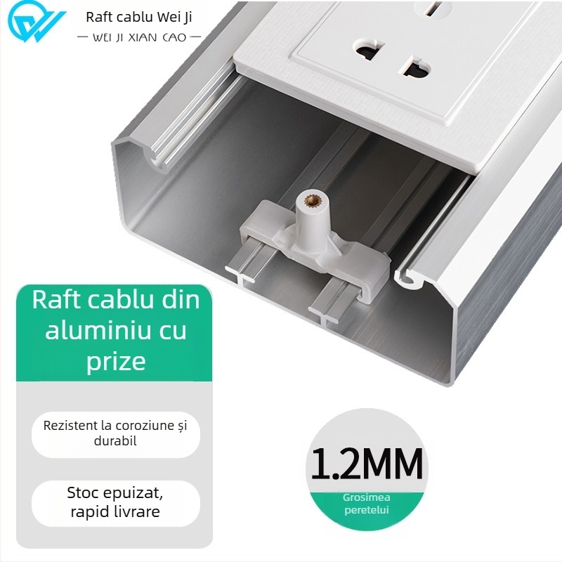Canal de cabluri din aliaj de aluminiu, montat la suprafață, priză 86, cabluri ascunse