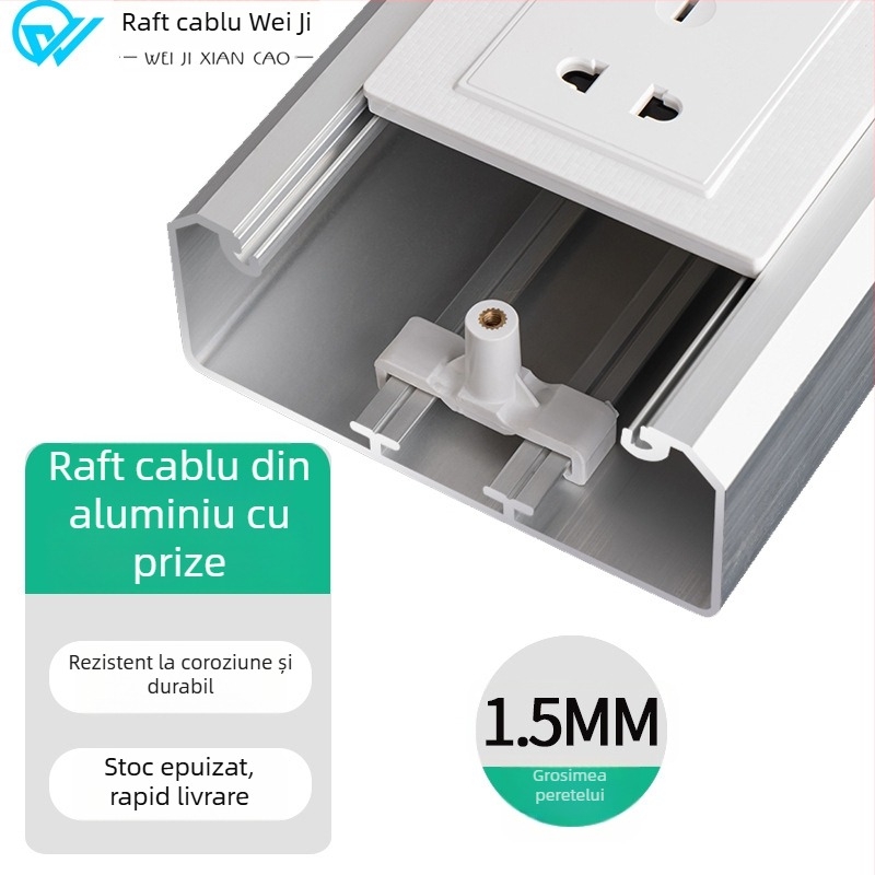 Canal de cabluri din aliaj de aluminiu, montat la suprafață, priză 86, cabluri ascunse