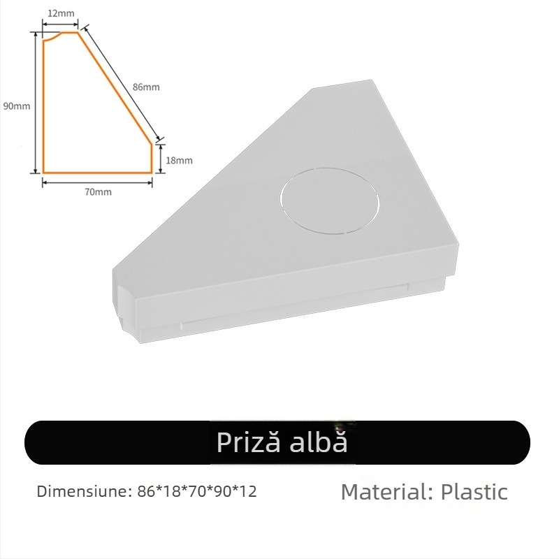 Canal de cabluri din aliaj de aluminiu, montat la suprafață, priză 86, cabluri ascunse