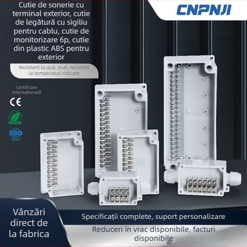 Cutie de legătură impermeabilă pentru exterior cu bloc terminal 6P, etanșări pentru cabluri și carcasă din ABS