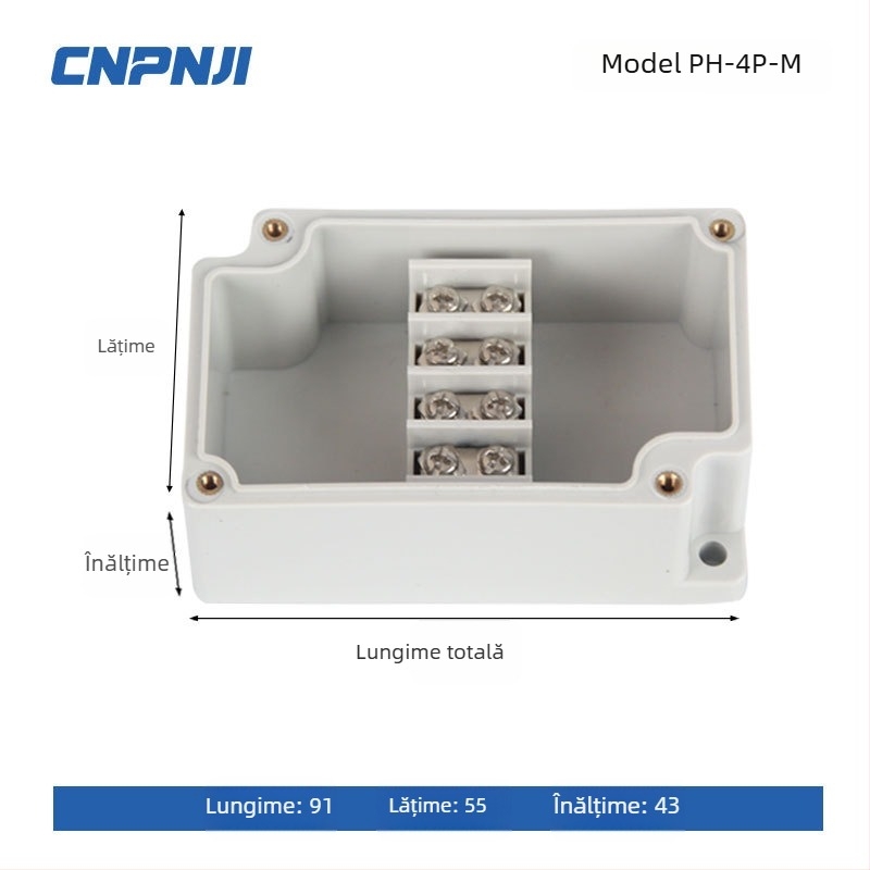 Cutie de legătură impermeabilă pentru exterior cu bloc terminal 6P, etanșări pentru cabluri și carcasă din ABS