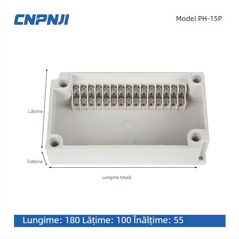 Cutie de legătură impermeabilă pentru exterior cu bloc terminal 6P, etanșări pentru cabluri și carcasă din ABS