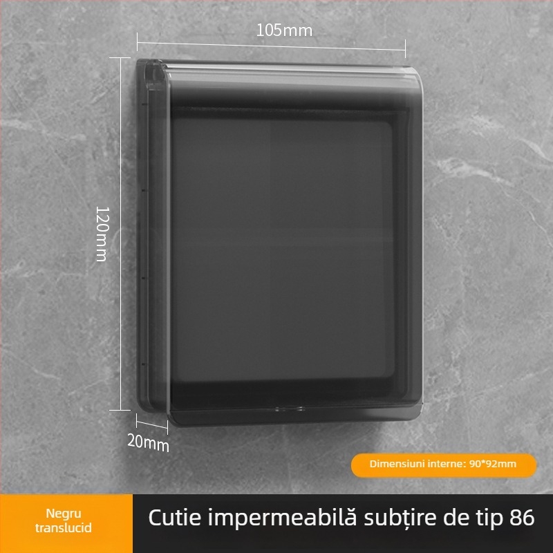 Capac impermeabil tip 86 pentru întrerupătoare și prize în baie, montaj cu bandă adezivă, carcasă PC (Ouben)