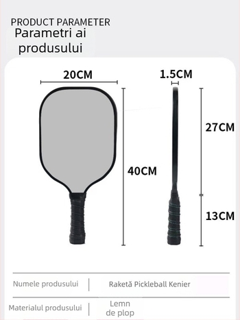 Rachetă pickleball din fibră de sticlă, pentru interior și exterior, personalizabilă; greutate 280 g (lovire unică) sau 760 g (set complet); brand Kenier