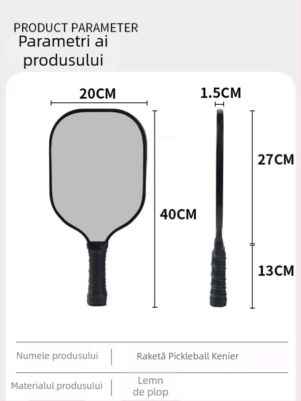 Rachetă pickleball din fibră de sticlă, pentru interior și exterior, personalizabilă; greutate 280 g (lovire unică) sau 760 g (set complet); brand Kenier