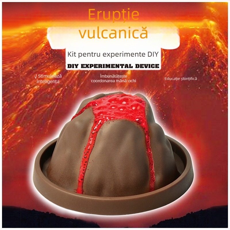 Set DIY de experimente științifice pentru erupția vulcanului — jucărie din plastic pentru 7–14 ani, Marca Like a Fish, Include costum și cutie de carton