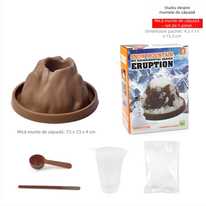 Set DIY de experimente științifice pentru erupția vulcanului — jucărie din plastic pentru 7–14 ani, Marca Like a Fish, Include costum și cutie de carton