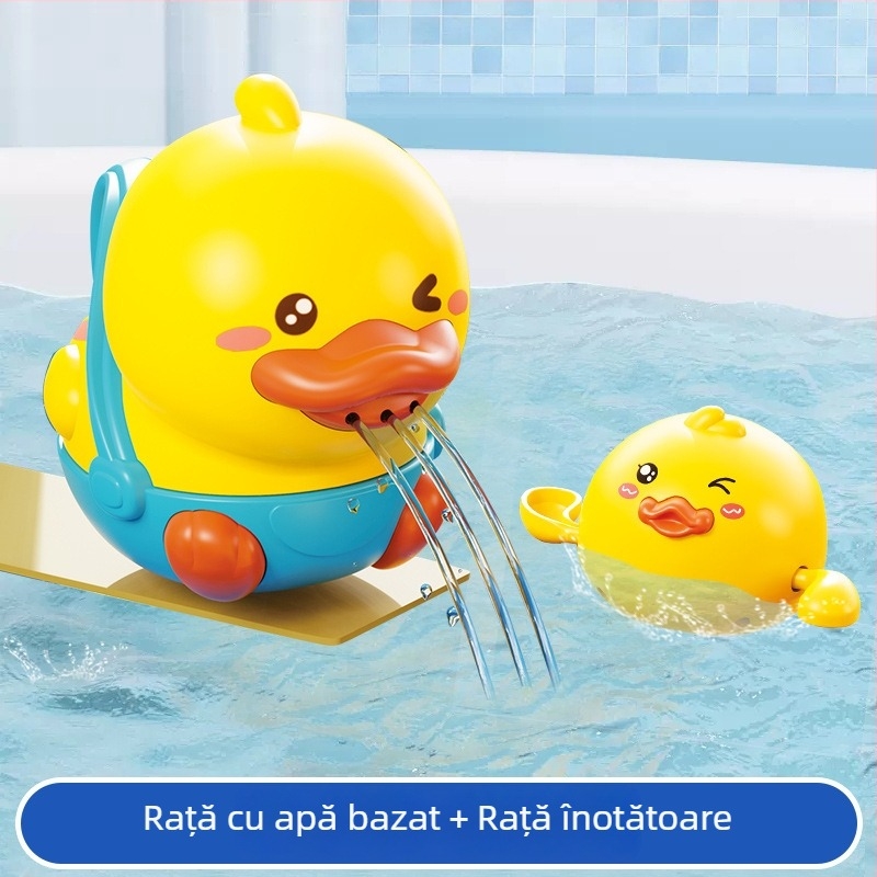 Set de jucării pentru baie cu rață — jucării din plastic pentru apă, stimulează simțurile, dezvoltarea cognitivă și coordonarea mână-ochi; potrivit pentru 4–6 ani.