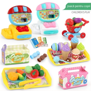 Casieră de jucărie simulată pentru copii cu calcul în timp real, sunet și lumină — set educațional multifuncțional pentru 4–6 ani (Material: plastic; Tip: casierie simulată; Funcții: calcul în timp real cu sunet și lumină)