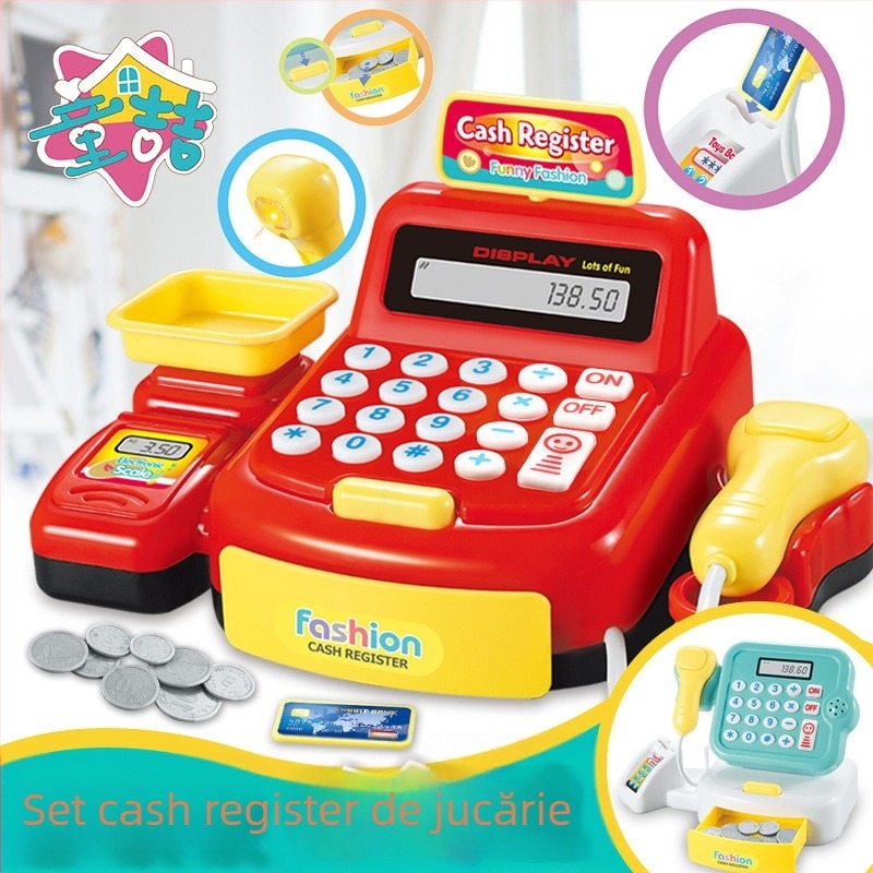 Casieră de jucărie simulată pentru copii cu calcul în timp real, sunet și lumină — set educațional multifuncțional pentru 4–6 ani (Material: plastic; Tip: casierie simulată; Funcții: calcul în timp real cu sunet și lumină)