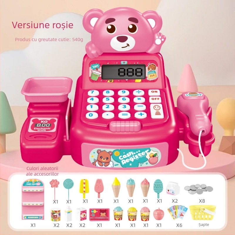 Casieră de jucărie simulată pentru copii cu calcul în timp real, sunet și lumină — set educațional multifuncțional pentru 4–6 ani (Material: plastic; Tip: casierie simulată; Funcții: calcul în timp real cu sunet și lumină)