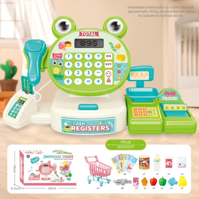 Casieră de jucărie simulată pentru copii cu calcul în timp real, sunet și lumină — set educațional multifuncțional pentru 4–6 ani (Material: plastic; Tip: casierie simulată; Funcții: calcul în timp real cu sunet și lumină)