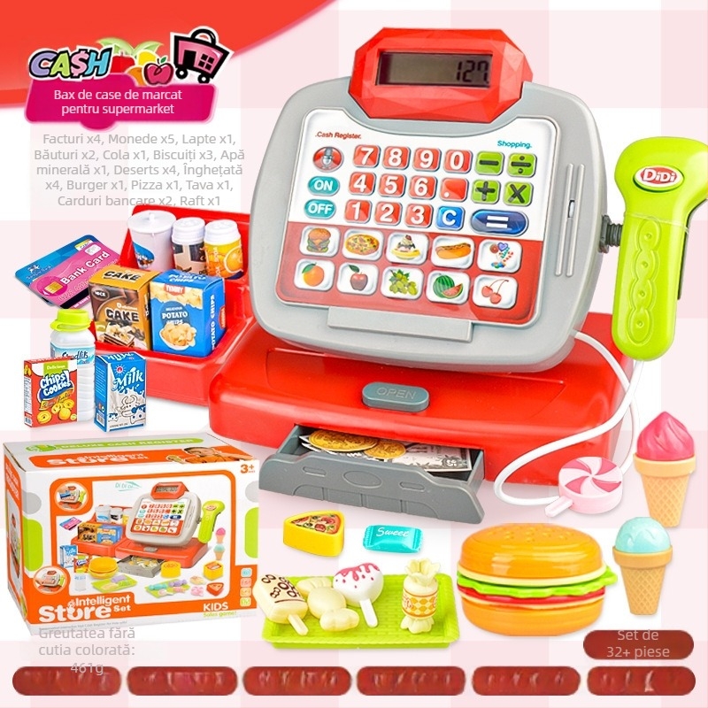 Casieră de jucărie simulată pentru copii cu calcul în timp real, sunet și lumină — set educațional multifuncțional pentru 4–6 ani (Material: plastic; Tip: casierie simulată; Funcții: calcul în timp real cu sunet și lumină)