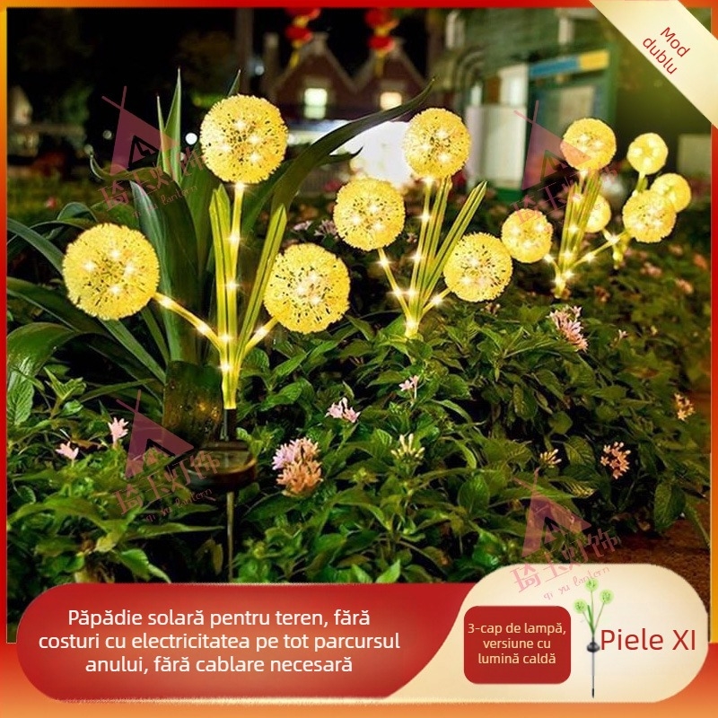 Lampă solară LED pentru grădină, în formă de ceapă verde, rezistentă IP65, telecomandă, iluminat exterior pentru peisaj