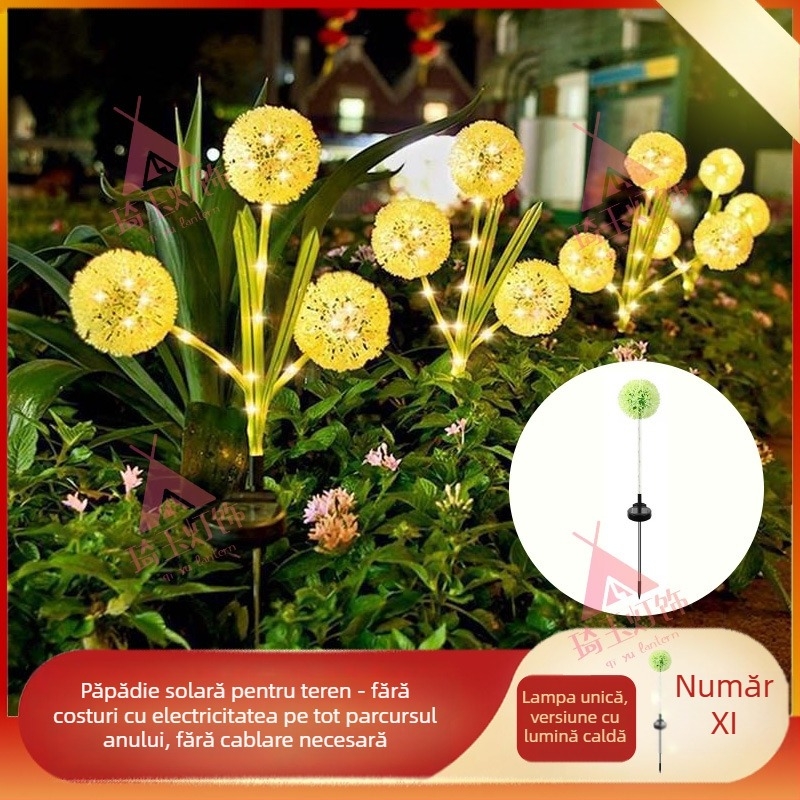 Lampă solară LED pentru grădină, în formă de ceapă verde, rezistentă IP65, telecomandă, iluminat exterior pentru peisaj