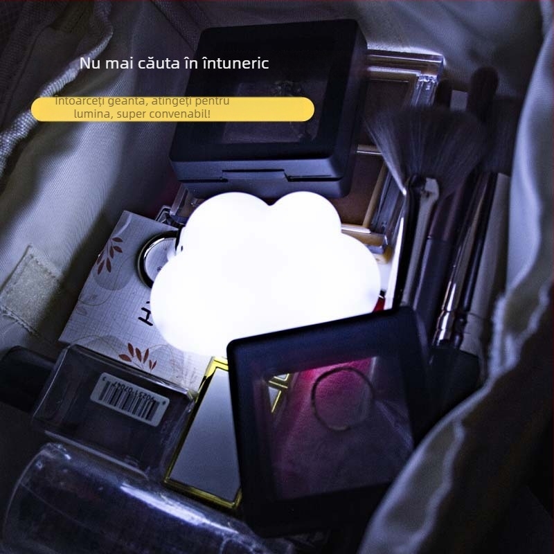 Lampă de noapte pentru breloc cu senzor de atingere, baterie încorporată reîncărcabilă, carcasa ABS, 36V, forme: labă de pisică, nori, rotund