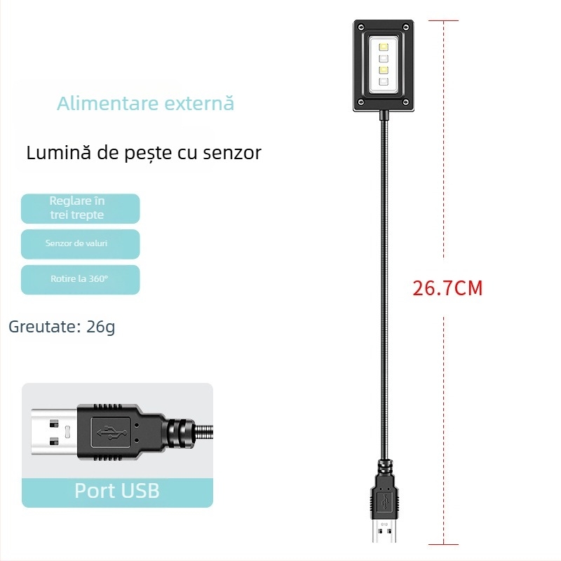 Lampă LED pentru momeli cu alimentare inductivă pentru pescuit de noapte – reîncărcabilă, corp ABS