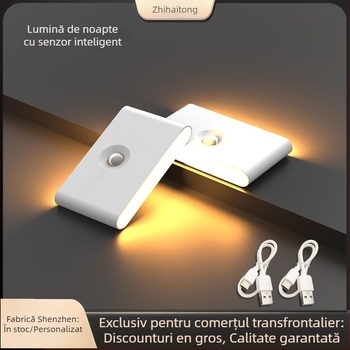 Lampa LED cu senzor de mișcare pentru hol și scări — lampă ambientală de noptiere cu încărcare USB, stil modern minimalist, Modelul 001, Brand Other, cantitate inițială 1, certificare: Niciuna