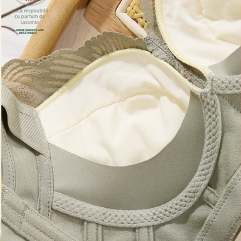 Sutien din dantelă pentru femei, Push-Up, bretele reglabile, respirabil, susținere laterală — cupă cu formă medie, închidere la spate cu cinci rânduri de cârlige