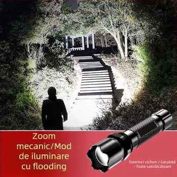 Lanternă reîncărcabilă cu energie solară și generare manuală, 20W, 800 mAh, rază 200-500 m