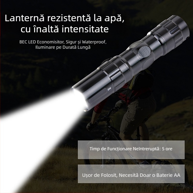 Lampa LED compactă, durabilă și portabilă, 3W, 1.5V, rază de 10 m