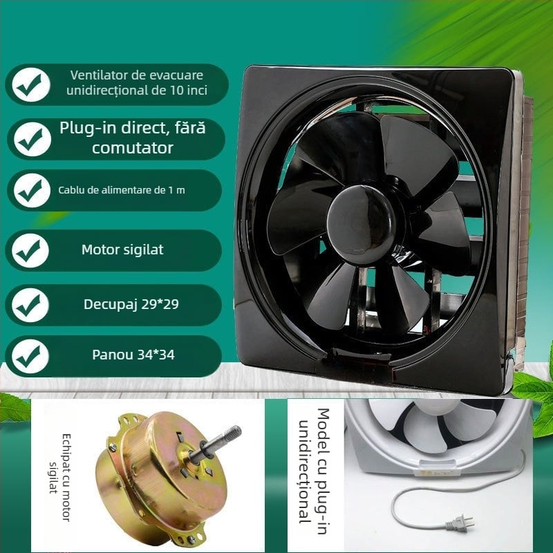 Ventilator de evacuare tip fereastră pentru bucătărie și baie, 1000W, 220V, 50Hz, montaj suspendat