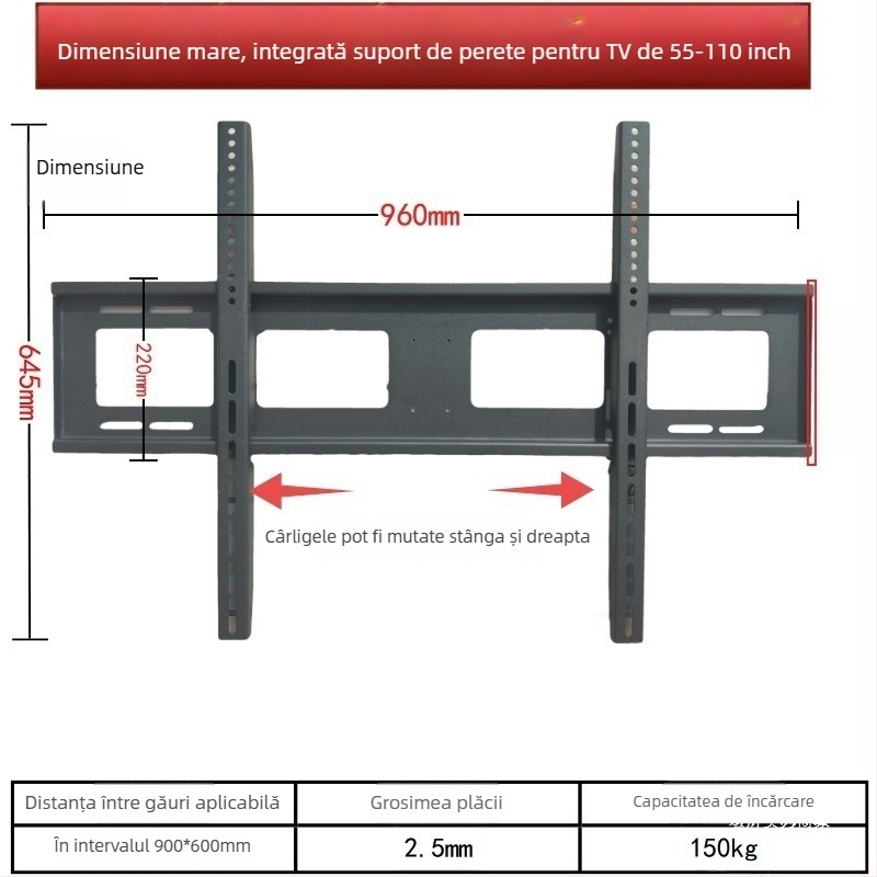 Suport TV pentru perete, integrat, compatibil universal, modelul 3265, capacitate 5-10 kg