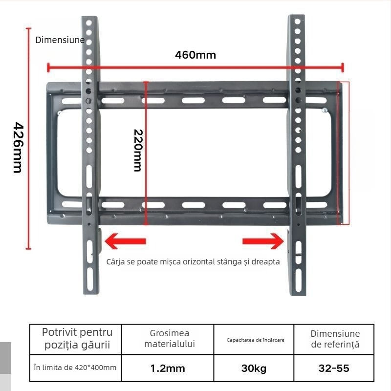 Suport TV pentru perete, integrat, compatibil universal, modelul 3265, capacitate 5-10 kg