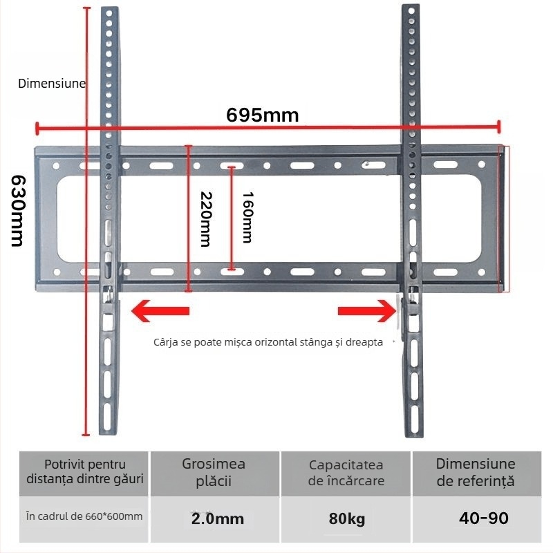 Suport TV pentru perete, integrat, compatibil universal, modelul 3265, capacitate 5-10 kg