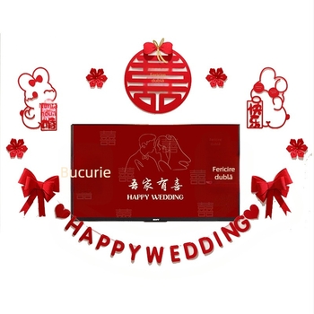 Set decor perete pentru nuntă din țesătură nețesută, simbol Xi, pentru living și dormitor - Brand Aili Sha, Cod 0178