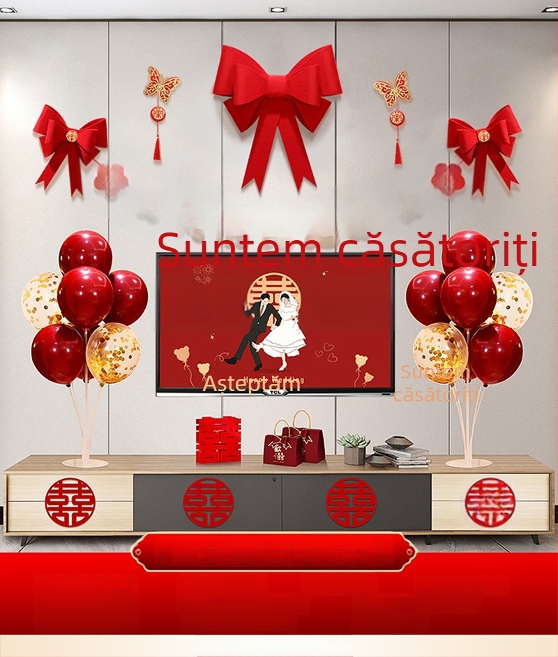 Set decor perete pentru nuntă din țesătură nețesută, simbol Xi, pentru living și dormitor - Brand Aili Sha, Cod 0178