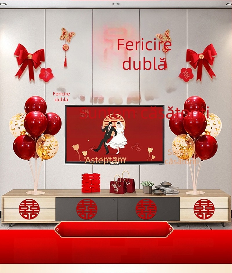 Set decor perete pentru nuntă din țesătură nețesută, simbol Xi, pentru living și dormitor - Brand Aili Sha, Cod 0178