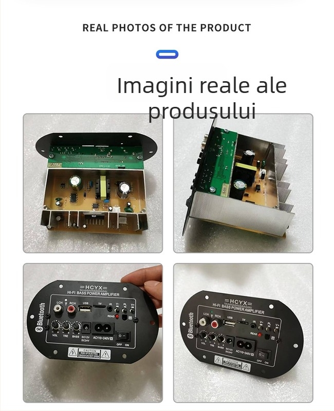 Placă amplificator Bluetooth pentru subwoofer – 25W, 12/24/220V, pentru uz casnic și auto