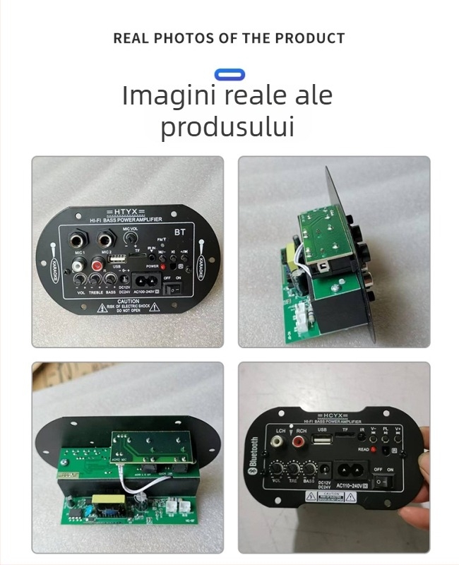 Placă amplificator Bluetooth pentru subwoofer – 25W, 12/24/220V, pentru uz casnic și auto