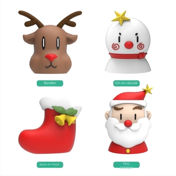 Boxă Bluetooth cu desene de Crăciun, Moș Crăciun și ren mic – Bluetooth 5.0, rază 10 m, răspuns în frecvență 100 Hz–20 kHz, SNR ≥75 dB, baterie încorporată 230 mAh