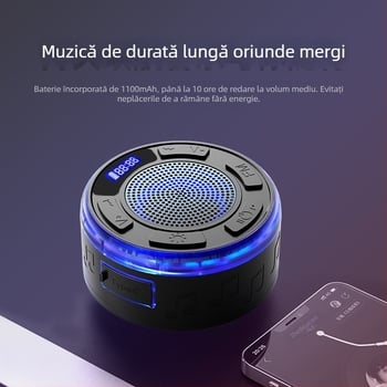 Boxă Bluetooth cu ventuză mare, IPX6 rezistent la apă, baterie încorporată, Bluetooth 5.3, difuzoare duale