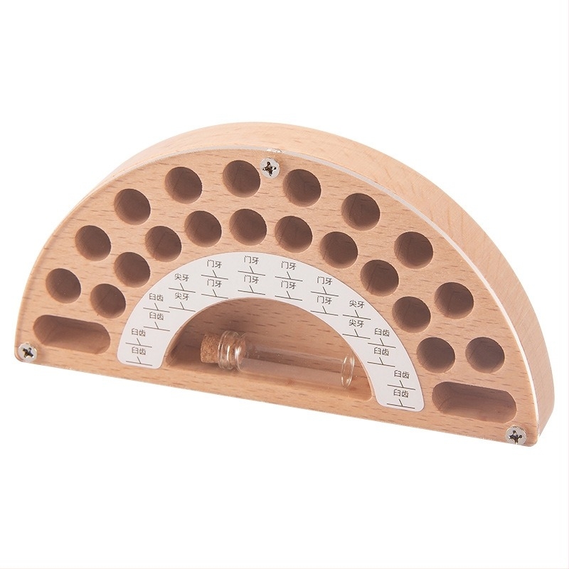 Cutie din lemn pentru amintiri ale dinților de lapte, cutie de colectare a dinților, ambalaj cadou, pentru copii 4–6 ani