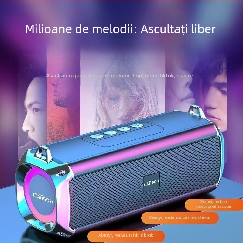 Boxă Bluetooth stereo cu difuzoare duale, bas puternic; 10W, Bluetooth 5.3, baterie 1000-1200mAh, IPX3 rezistent la apă, interval de frecvență 100Hz-20kHz