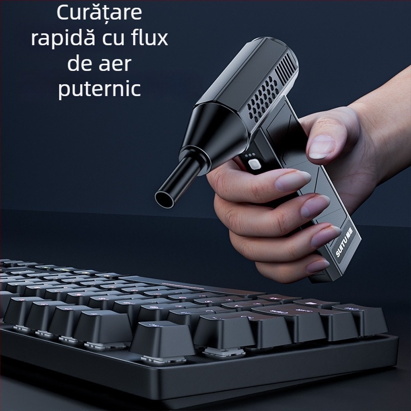 Ventilator auto cu motor fără perii, portabil, turbo de înaltă viteză, 160W, model ST-8113, toate-in-one suflare și aspirație praf