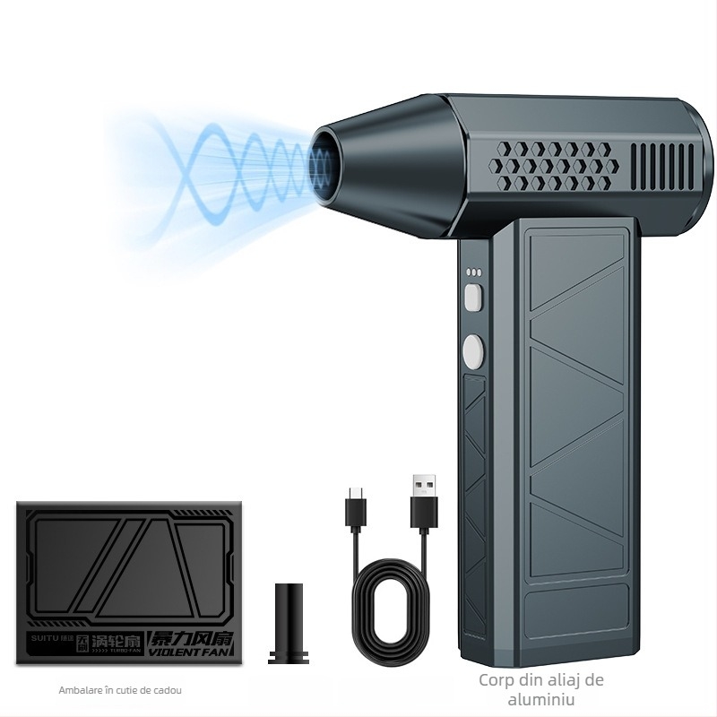 Ventilator auto cu motor fără perii, portabil, turbo de înaltă viteză, 160W, model ST-8113, toate-in-one suflare și aspirație praf