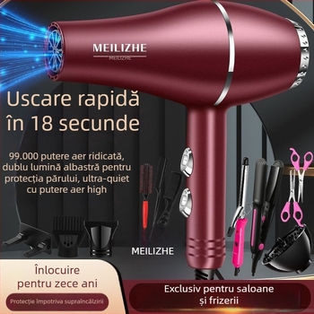 Uscător de păr puternic, motor cu perii, reglaj aer rece/calduros, 3 trepte de viteză a aerului, duză unică, control permanent al temperaturii