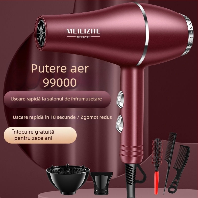 Uscător de păr puternic, motor cu perii, reglaj aer rece/calduros, 3 trepte de viteză a aerului, duză unică, control permanent al temperaturii